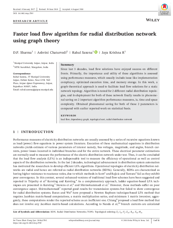 (PDF) Faster load flow algorithm for radial distribution network using ...