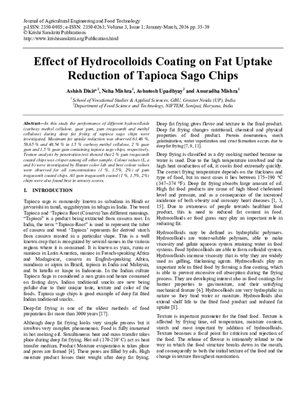 (PDF) Effect of Hydrocolloids Coating on Fat Uptake Reduction of ...