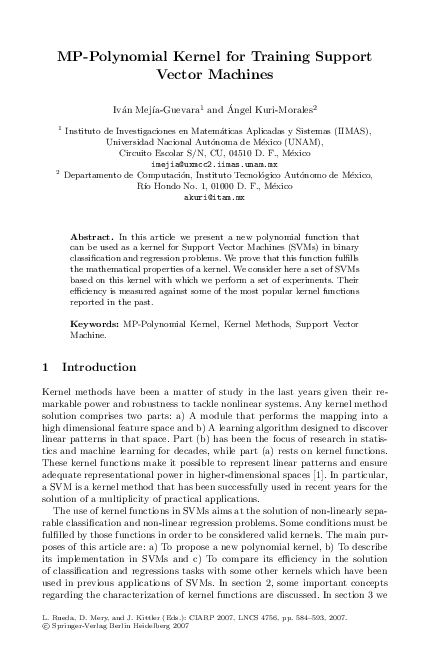 (PDF) MP-Polynomial Kernel for Training Support Vector Machines
