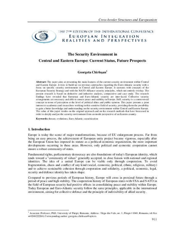 (PDF) The Security Environment in Central and Eastern Europe: Current ...