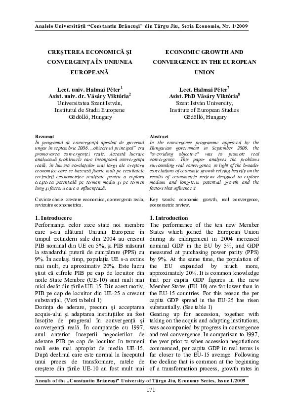 (PDF) Economic Growth and Convergence in the European Union