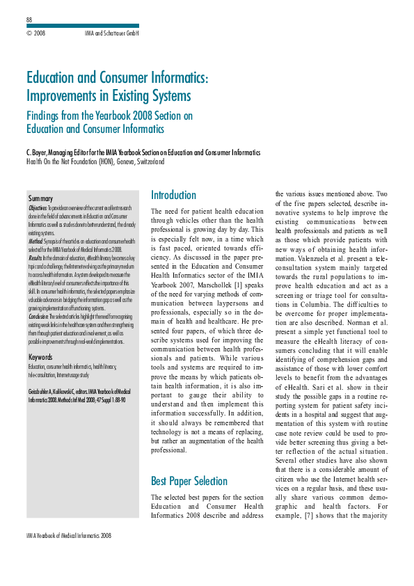 (PDF) Education and Consumer Informatics: Improvements in Existing Systems