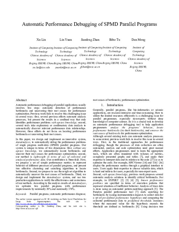 (PDF) Automatic Performance Debugging of SPMD Parallel Programs