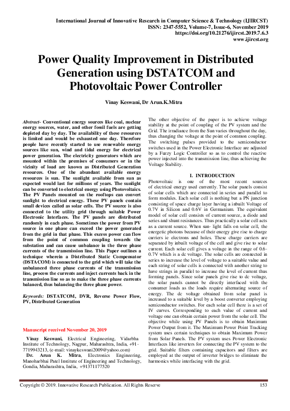 (PDF) Power Quality Improvement in Distributed Generation using ...