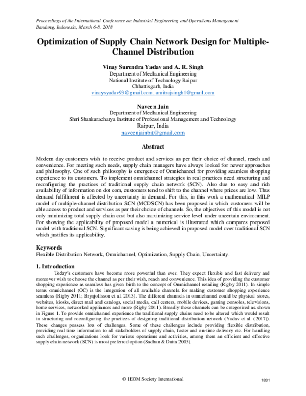 (PDF) Optimization of Supply Chain Network Design for Multiple-Channel ...