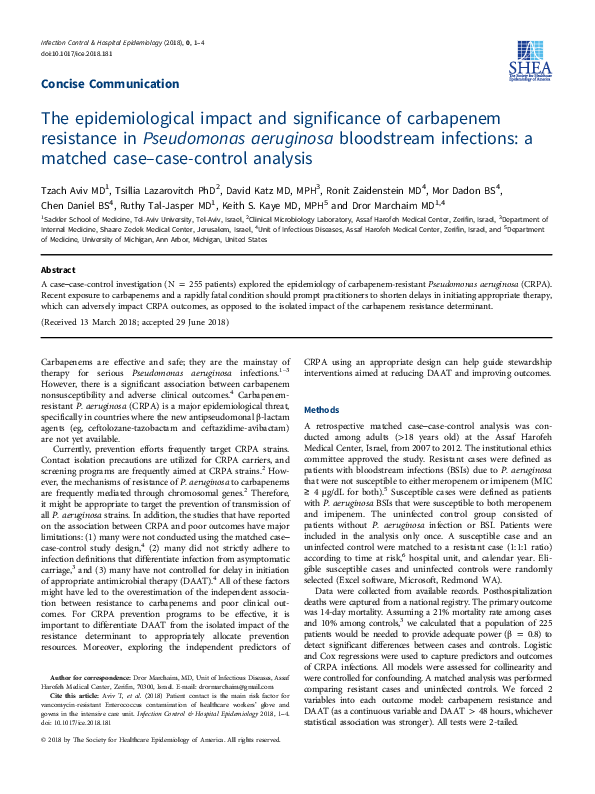 (PDF) The epidemiological impact and significance of carbapenem ...