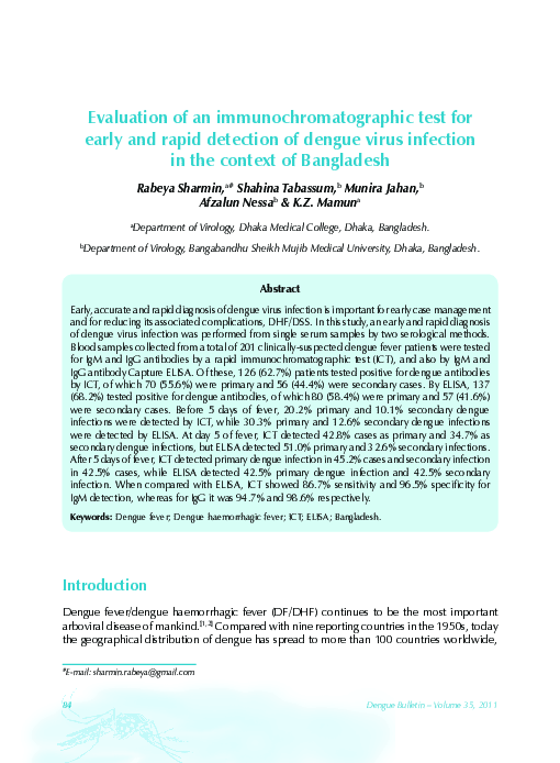 (PDF) Evaluation of an immunochromatographic test for early and rapid ...