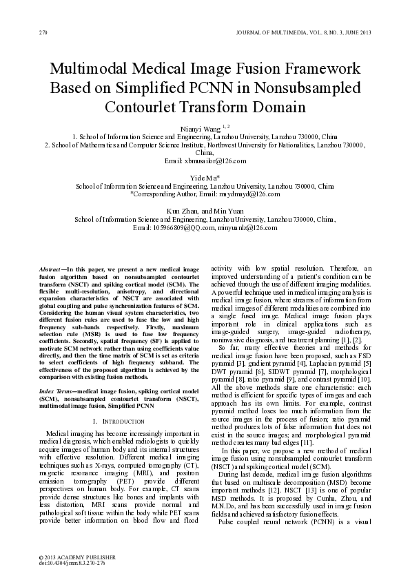 (PDF) Multimodal Medical Image Fusion Framework Based on Simplified ...