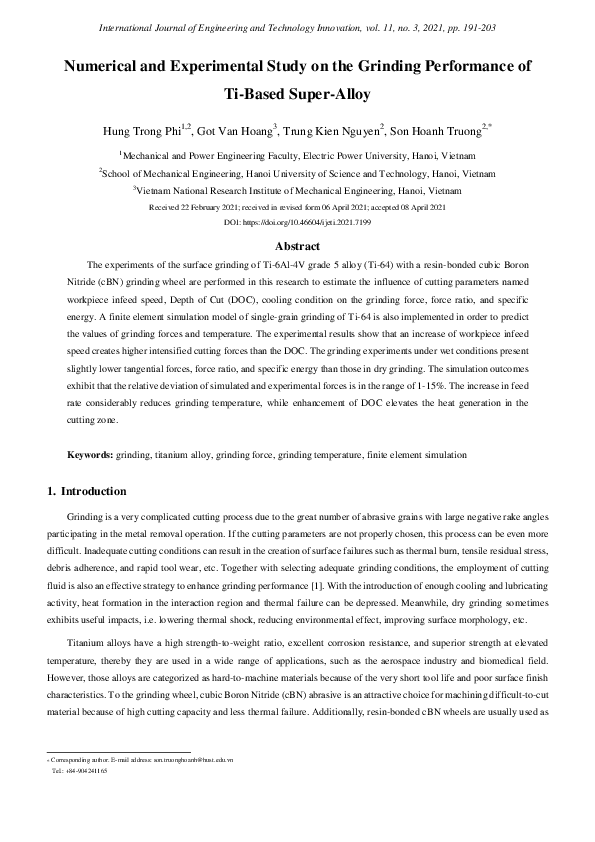 (PDF) Numerical and Experimental Study on the Grinding Performance of ...