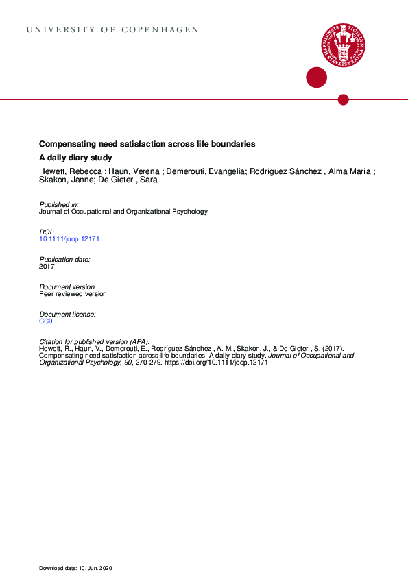  pdf compensating need satisfaction across life boundaries a daily