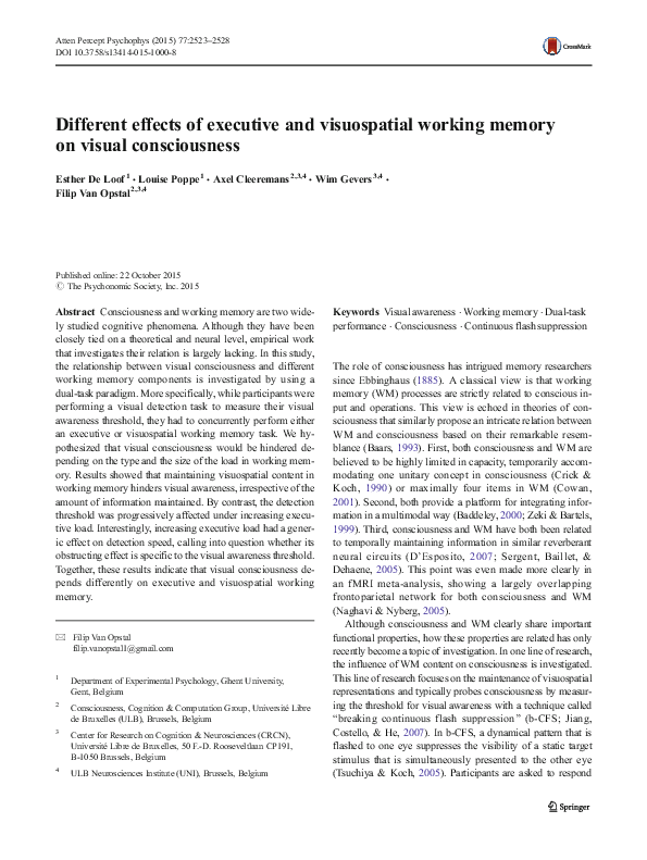 (PDF) Different effects of executive and visuospatial working memory on ...