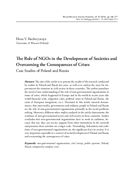 (PDF) The Role of NGOs in the Development of Societies and Overcoming ...
