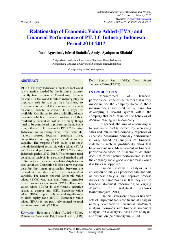 (PDF) Relationship of Economic Value Added (EVA) and Financial ...