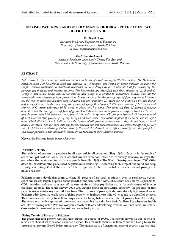 (PDF) Income Patterns and Determinants of Rural Poverty in Two ...