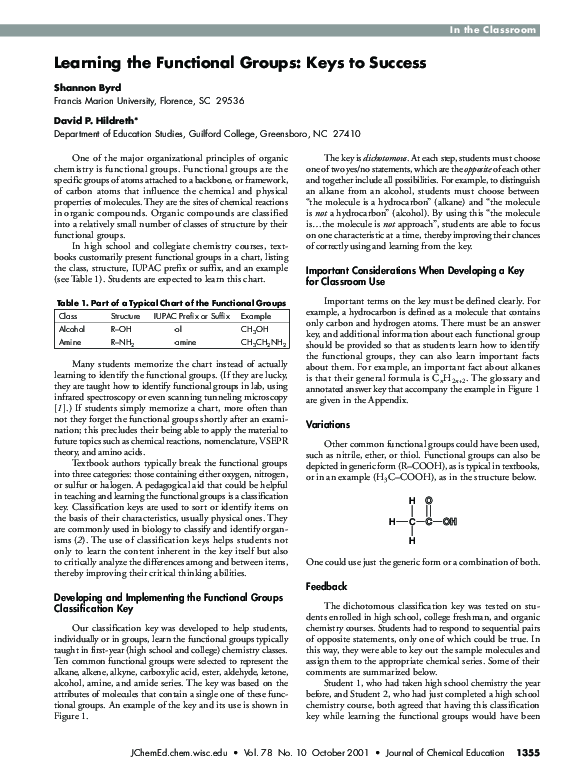 (PDF) Learning the Functional Groups: Keys to Success