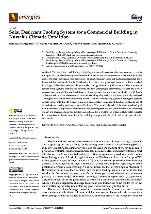 (PDF) Solar Desiccant Cooling System for a Commercial Building in ...