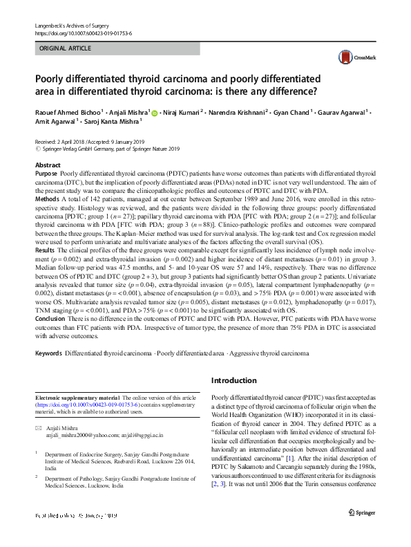 (PDF) Poorly differentiated thyroid carcinoma and poorly differentiated ...