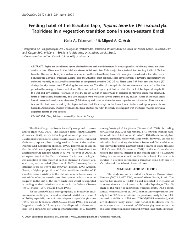 (PDF) Feeding habit of the Brazilian tapir, Tapirus terrestris ...