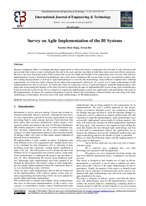 (PDF) Survey on Agile Implementation of the BI Systems