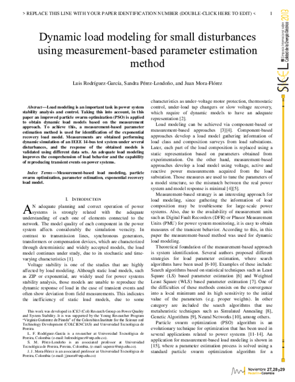 (PDF) Dynamic load modeling for small disturbances using measurement ...