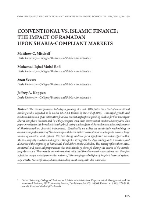 (PDF) Conventional Vs. Islamic Finance: the Impact of Ramadan Upon ...