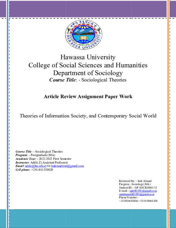 (PDF) Article Review on Theories of the Information Society