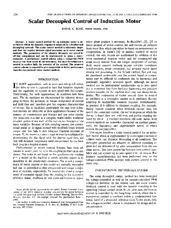 (PDF) Scalar Decoupled Control of Induction Motor