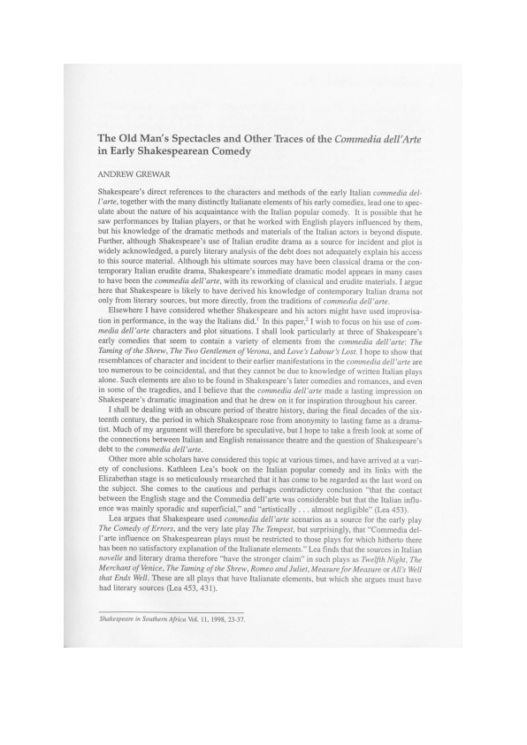 (PDF) The Old Man's Spectacles and Other Traces of the Commedia dell ...