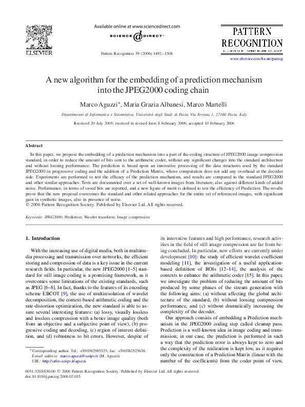 (PDF) A new algorithm for the embedding of a prediction mechanism into ...