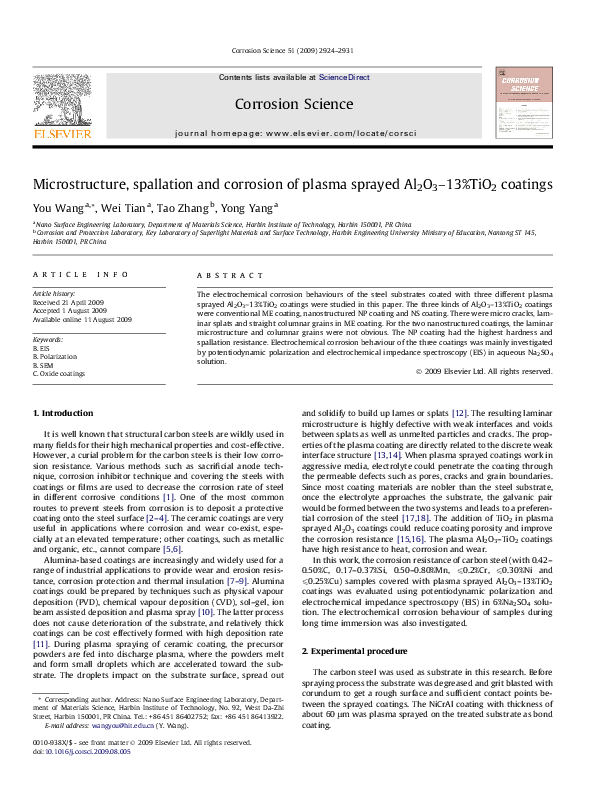 (PDF) Microstructure, spallation and corrosion of plasma sprayed Al2O3 ...