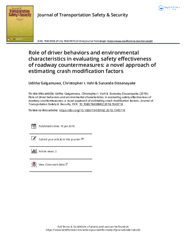 (PDF) Role of driver behaviors and environmental characteristics in ...