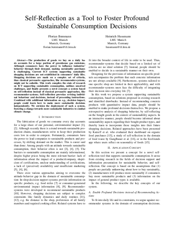 (PDF) Self-Reflection as a Tool to Foster Profound Sustainable ...