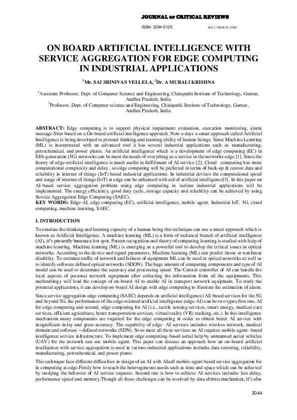 (PDF) ON BOARD ARTIFICIAL INTELLIGENCE WITH SERVICE AGGREGATION FOR ...