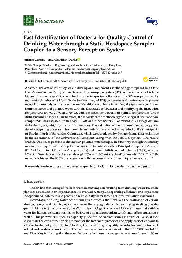 (PDF) Fast Identification of Bacteria for Quality Control of Drinking ...