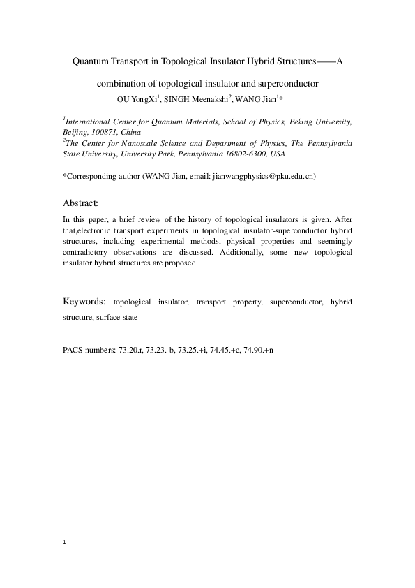 (PDF) Quantum transport in topological insulator hybrid structures—A ...