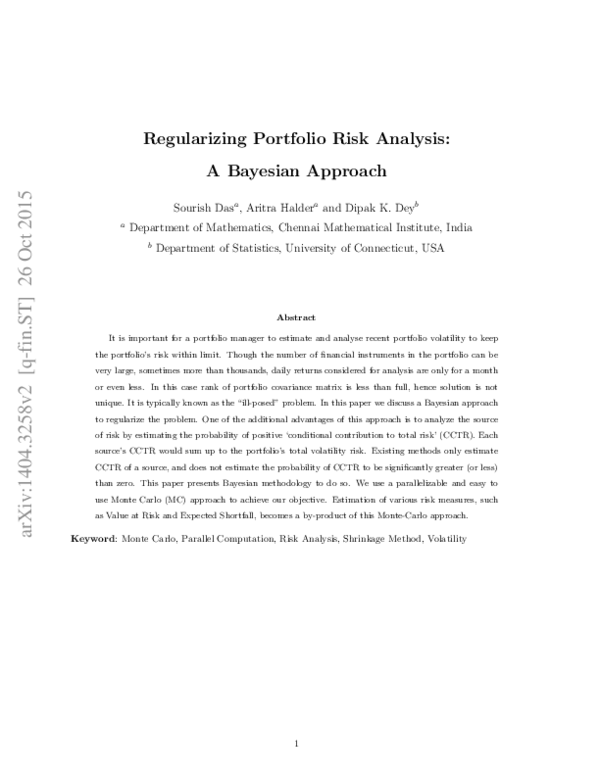 (PDF) Regularizing Portfolio Risk Analysis: A Bayesian Approach