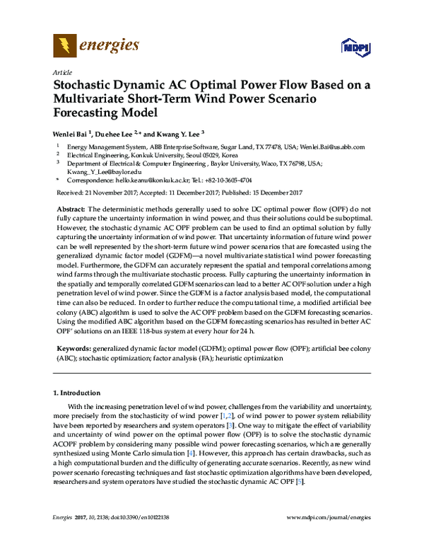 (PDF) Stochastic Dynamic AC Optimal Power Flow Based on a Multivariate ...