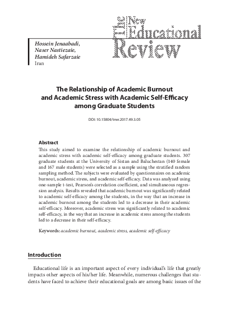 (PDF) The Relationship of Academic Burnout and Academic Stress with ...