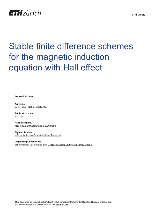 (PDF) Stable finite difference schemes for the magnetic induction ...