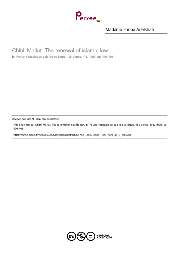 (PDF) Chibli Mallat, The renewal of islamic law