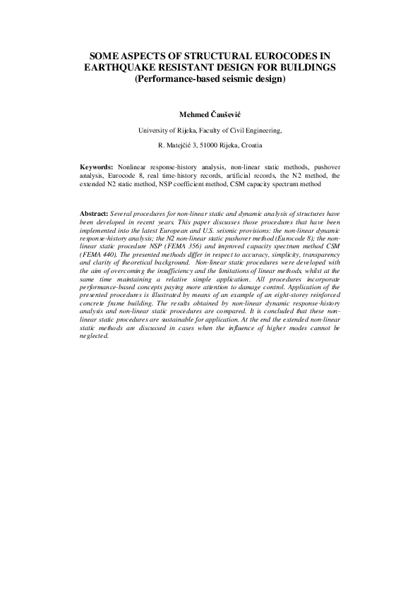 (PDF) Some aspects of structural Eurocodes in earthquake resistant ...