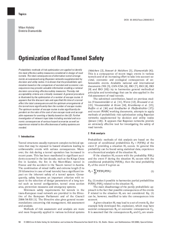 (PDF) Optimization of Road Tunnel Safety