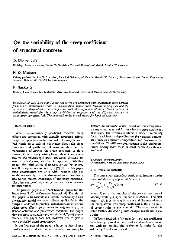 (PDF) On the variability of the creep coefficient of structural concrete