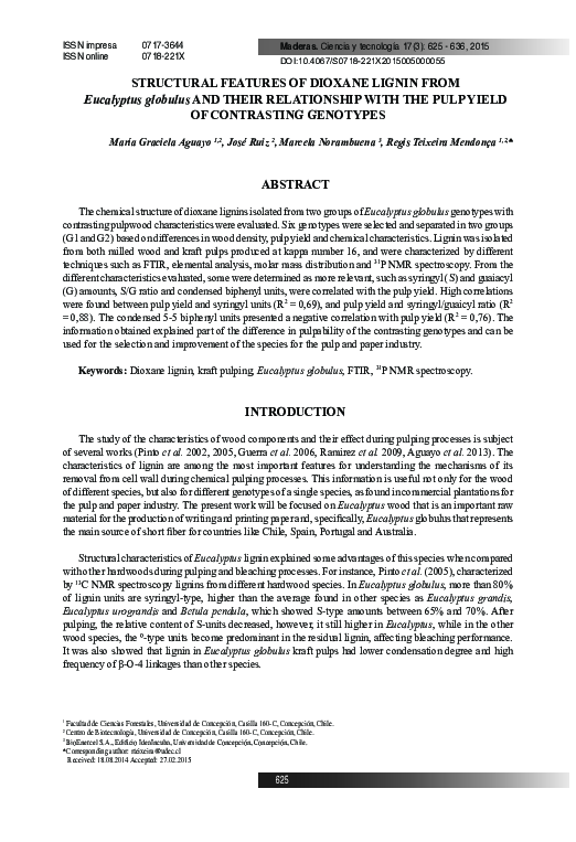 (PDF) Structural features of dioxane lignin from Eucalyptus globulus ...