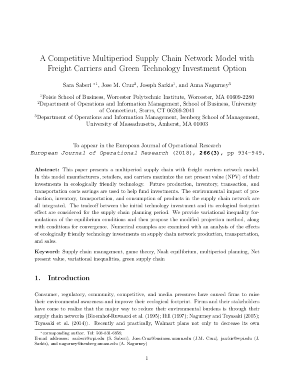 (PDF) A competitive multiperiod supply chain network model with freight ...