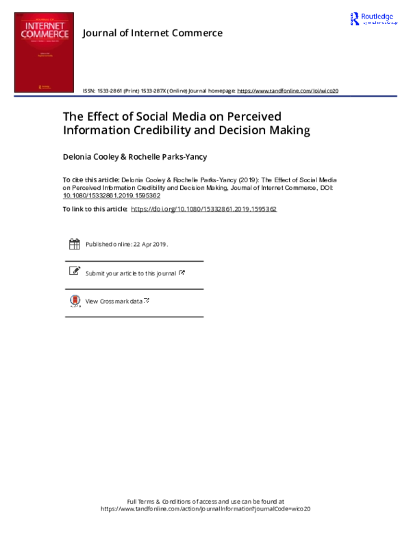 (PDF) The Effect of Social Media on Perceived Information Credibility ...