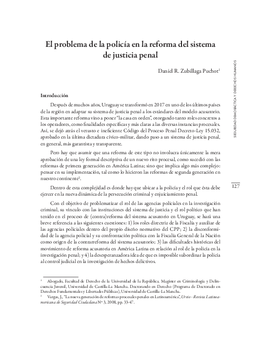 (PDF) El problema de la policía en la reforma del sistema de justicia penal