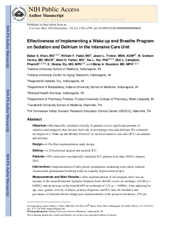 (PDF) Effectiveness of Implementing a Wake Up and Breathe Program on ...