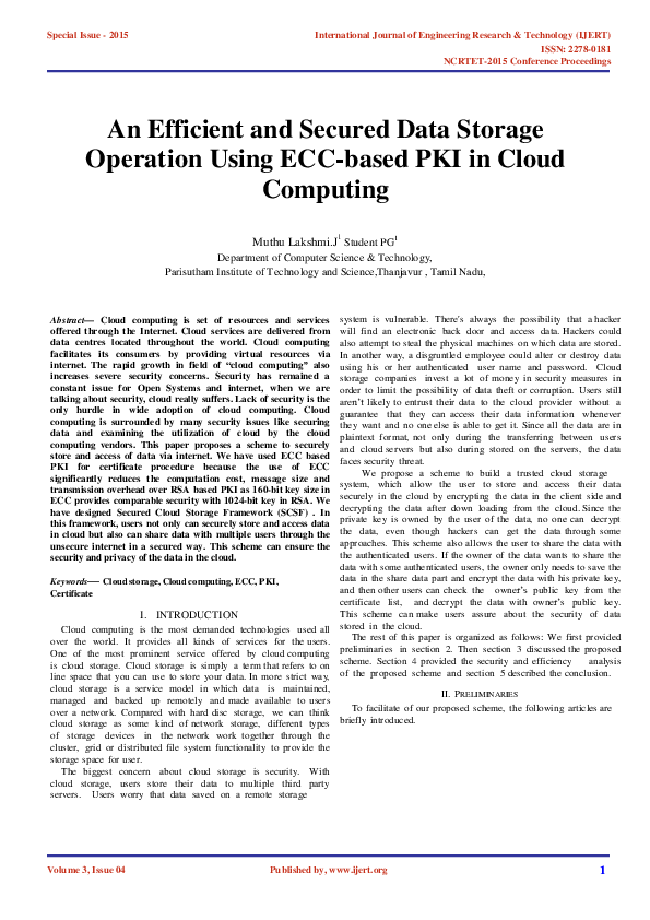 (PDF) An Efficient and Secured Data Storage Operation Using ECC-based ...