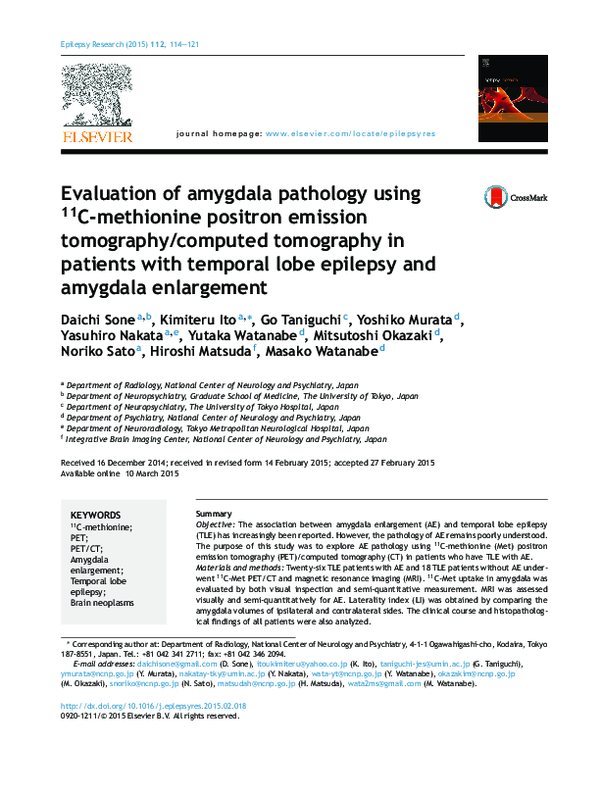 (PDF) Evaluation of amygdala pathology using (11)C-methionine positron ...